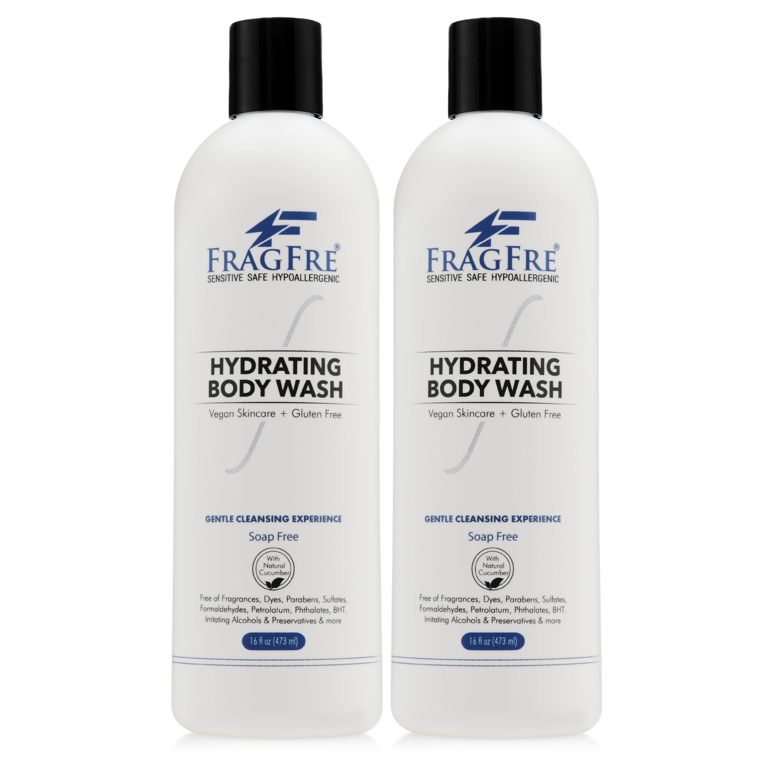 Sensitive Body Wash 16 oz 2-Pack Gift Set - Paraben Free Sulfate Free Body Cleanser - Hypoallergenic for