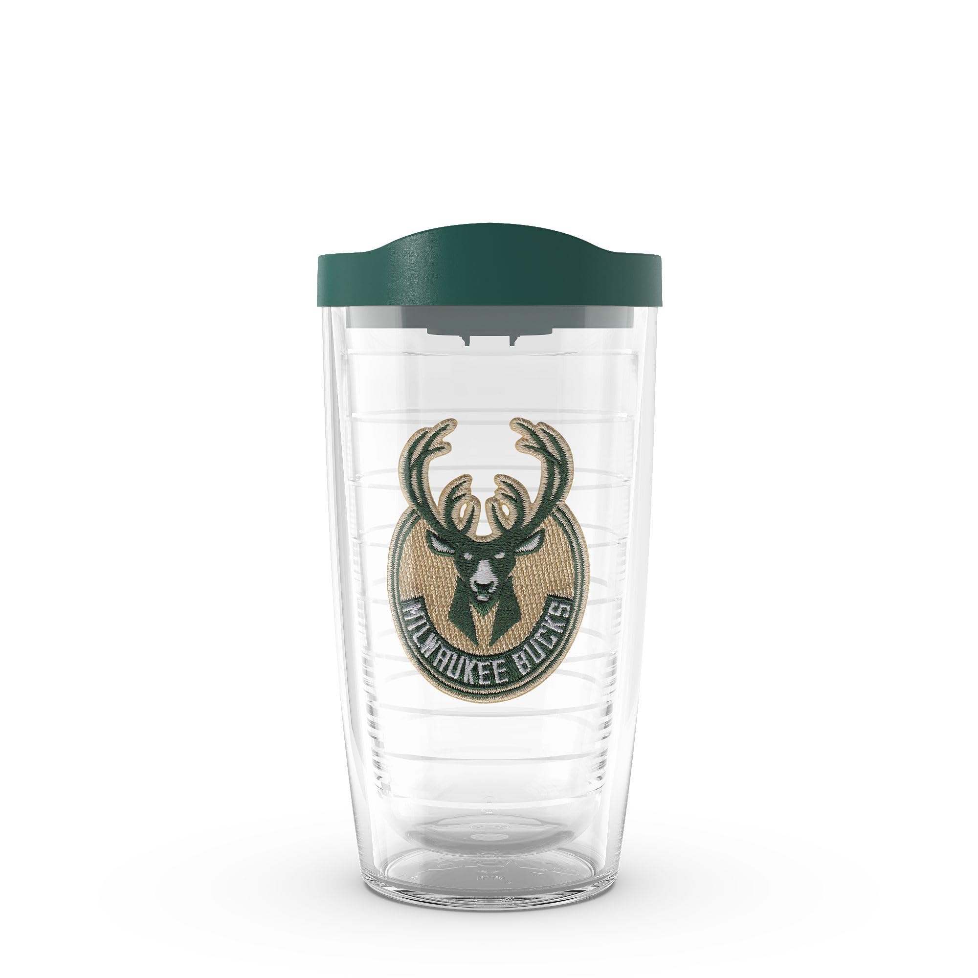 Tervis NBA Milwaukee Bucks Primary Logo Tumbler with Emblem and Hunter Green Lid 16oz, Clear