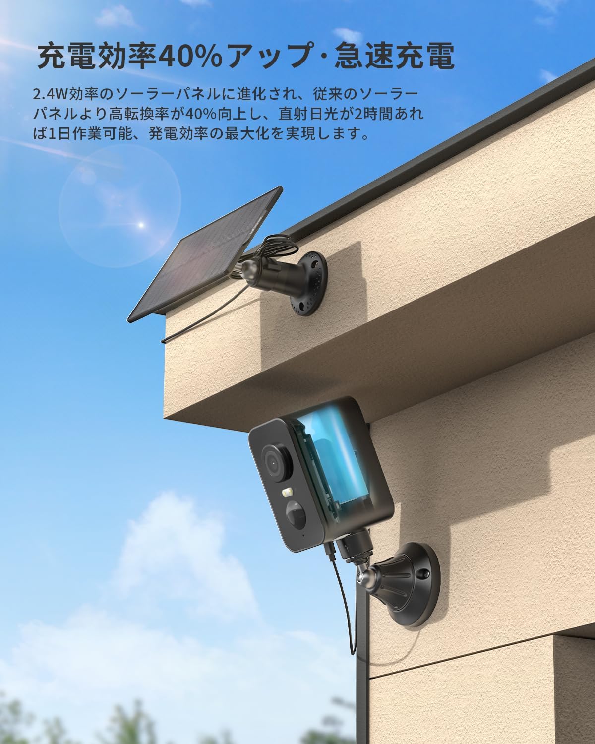 ieGeek S2 camera with solar panel mounted on a wall