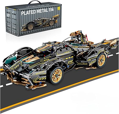 PinkBee Juego de bloques de construcción de autos deportivos para adultos, auto de carreras coleccionable a escala 114, juguete de ingeniería,