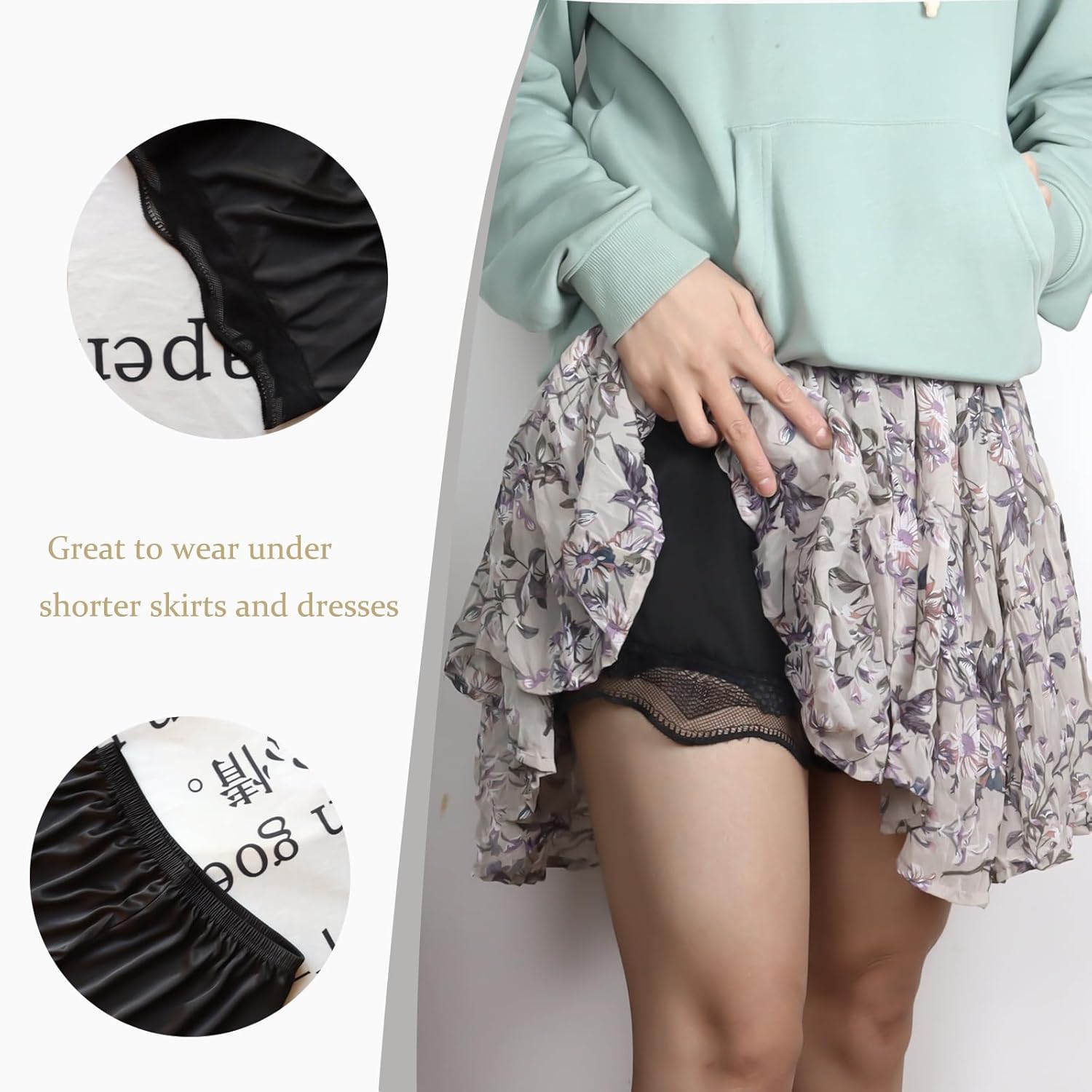 Slip Shorts for Women Under Dress Half Slip Pettipants Bloomers Culotte Shorts Split Skirt - Image 4