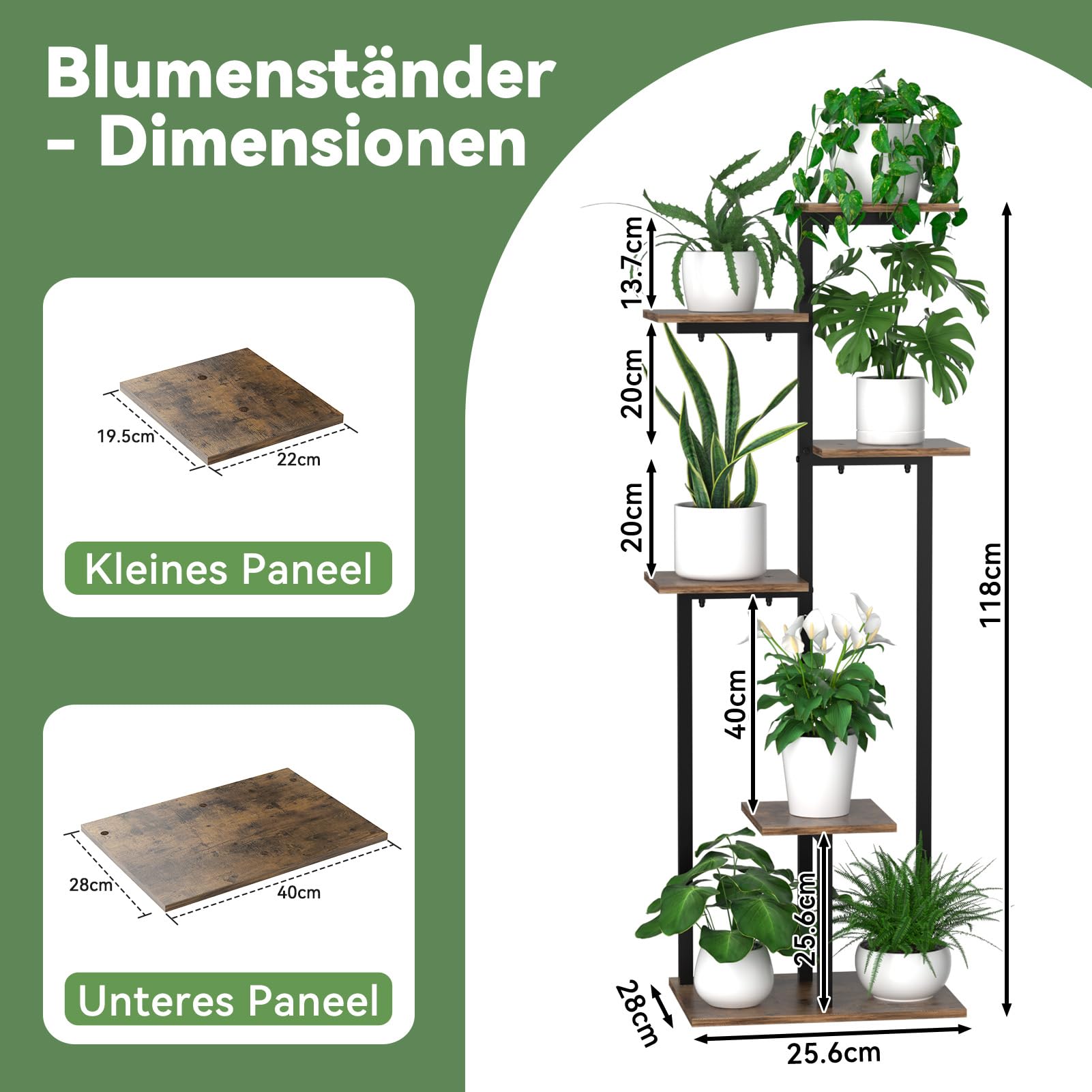 6 Etagen Blumenständer Blumenregal Pflanzenregal Für Balkon Deko & Büro | Pflanzenständer Innen, platzsparend, Pflanzenregal Für Mehrere Pflanzen, Vertikales, Zimmerpflanzen Für Wohnzimmer & Büro