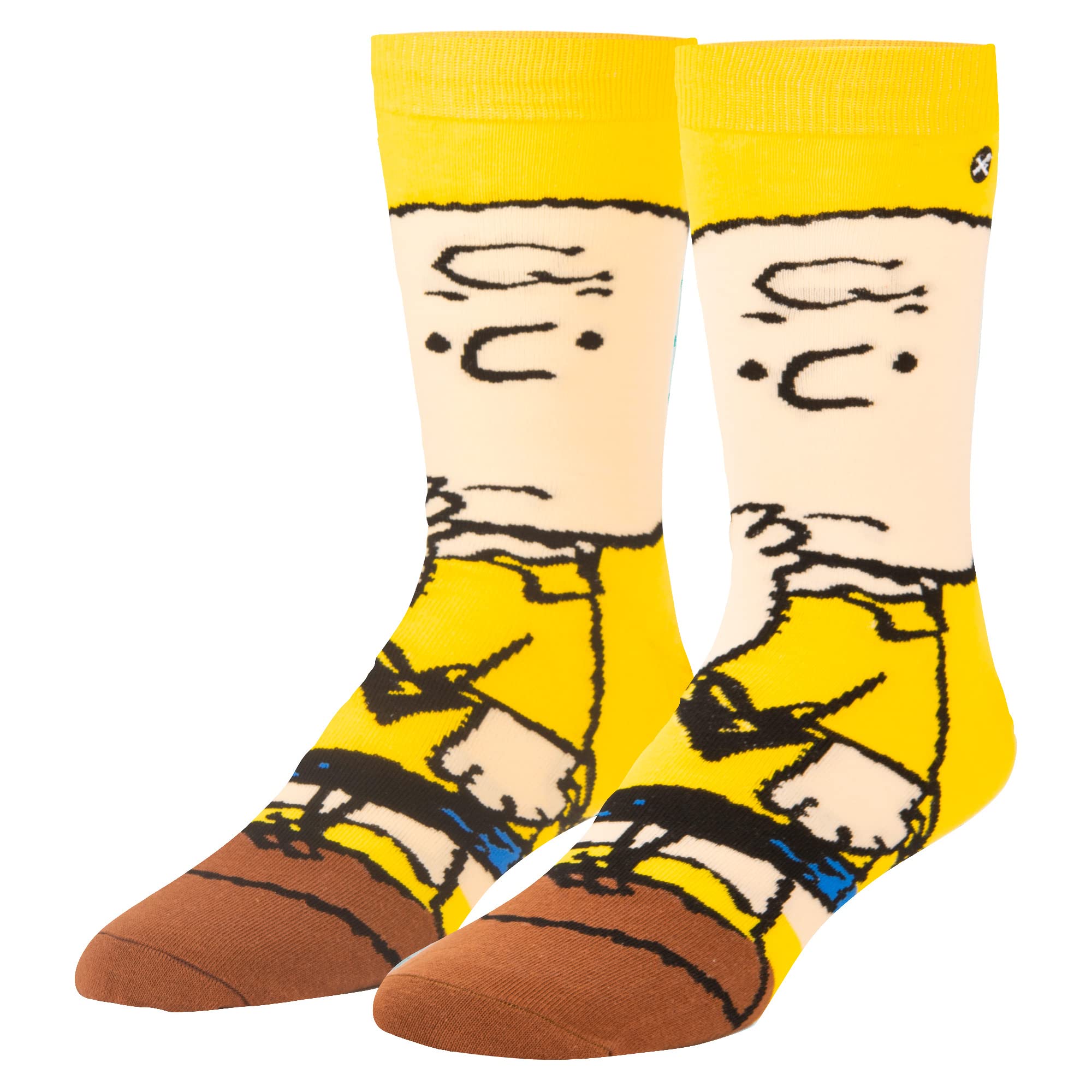 ODD SOX Charlie Brown Socks for Men, Fun Peanuts Comic Strip Character Prints, Assorted, Charlie Brown, Large