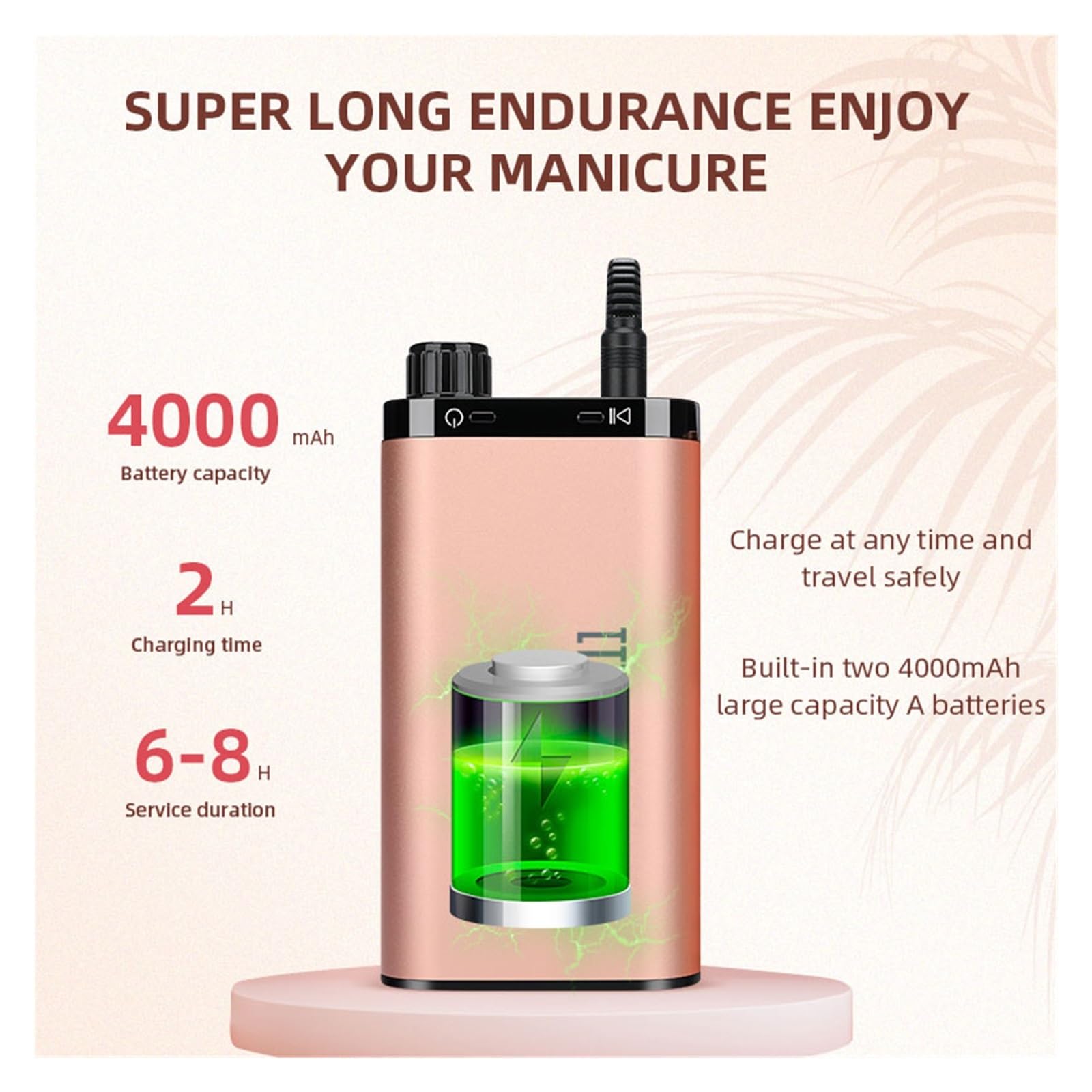 Torno para Uñas, Taladro eléctrico de uñas de 35000RPM for manicura, juego de cortadores de fresado for pulido de Gel, equipo de salón de uñas(Lilac purple)