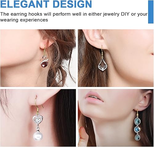 Miniatura 36 de Ganchos para aretes de plata de ley 925, kit de 750 ganchos para aretes, 250 piezas/125 pares de ganchos hipoalergénicos dorados y plateados con 250