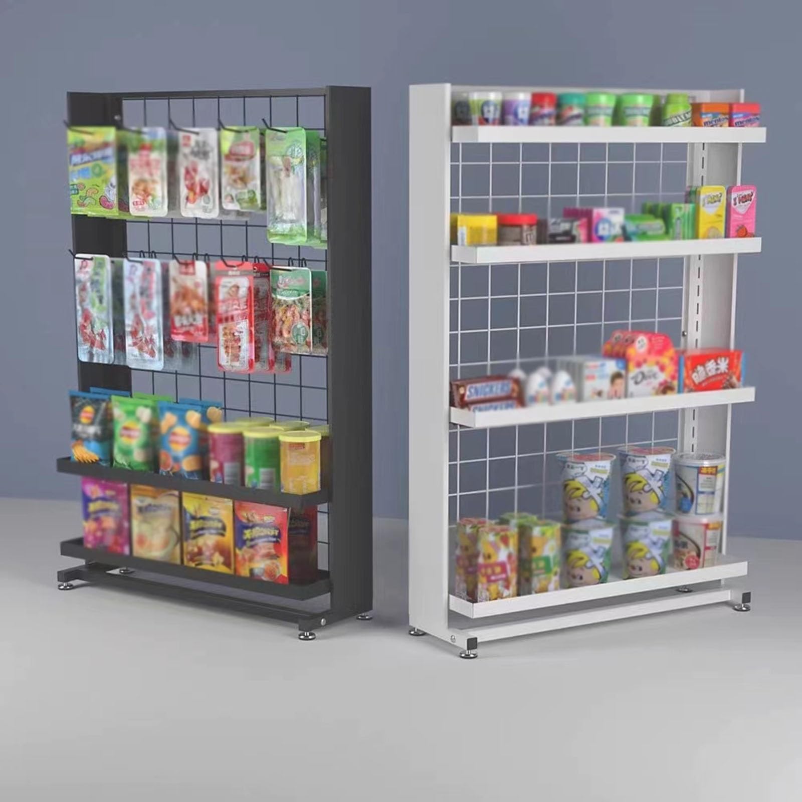 Scaffale per Snack, scaffale espositivo per supermercati Nero, Cestino portaogge-35 Pollici, scaffale portaoggetti in Acciaio per Farmacia Commerciale, salvaspazio e Facile da installare (Co