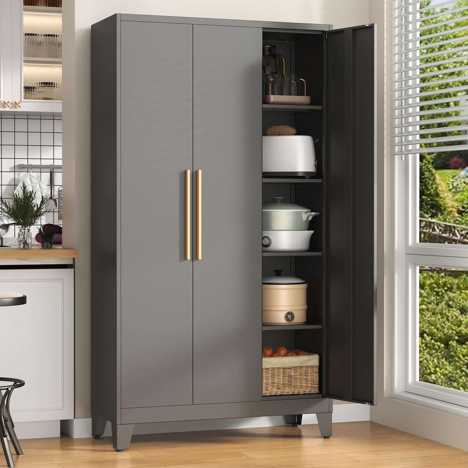 Tieoyhig Tall Metal Pantry Cabinet