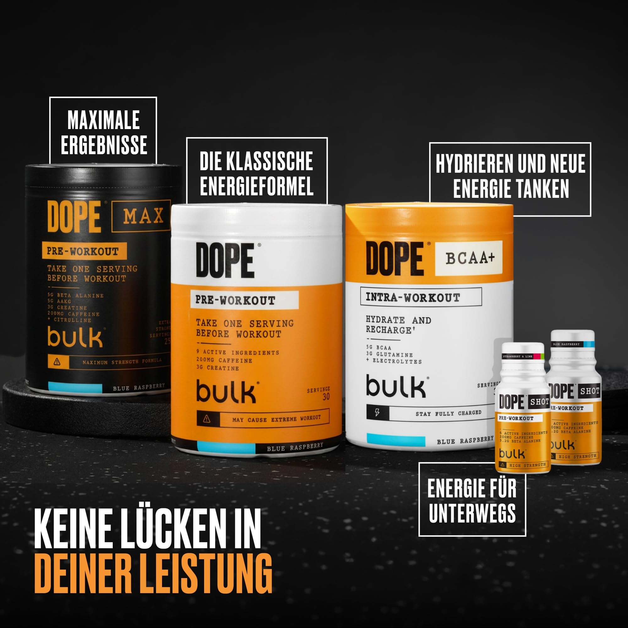 Dope Koffeinfreies Pre-Workout Pulver | Fruit Punch | 510g | 30 Portionen | Stimulanzien-frei | 3,2g Beta Alanin | 3g Kreatin | Citrullin & AAKG | Mit Himalaya-Kristallsalz aus Punjab, Pakistan