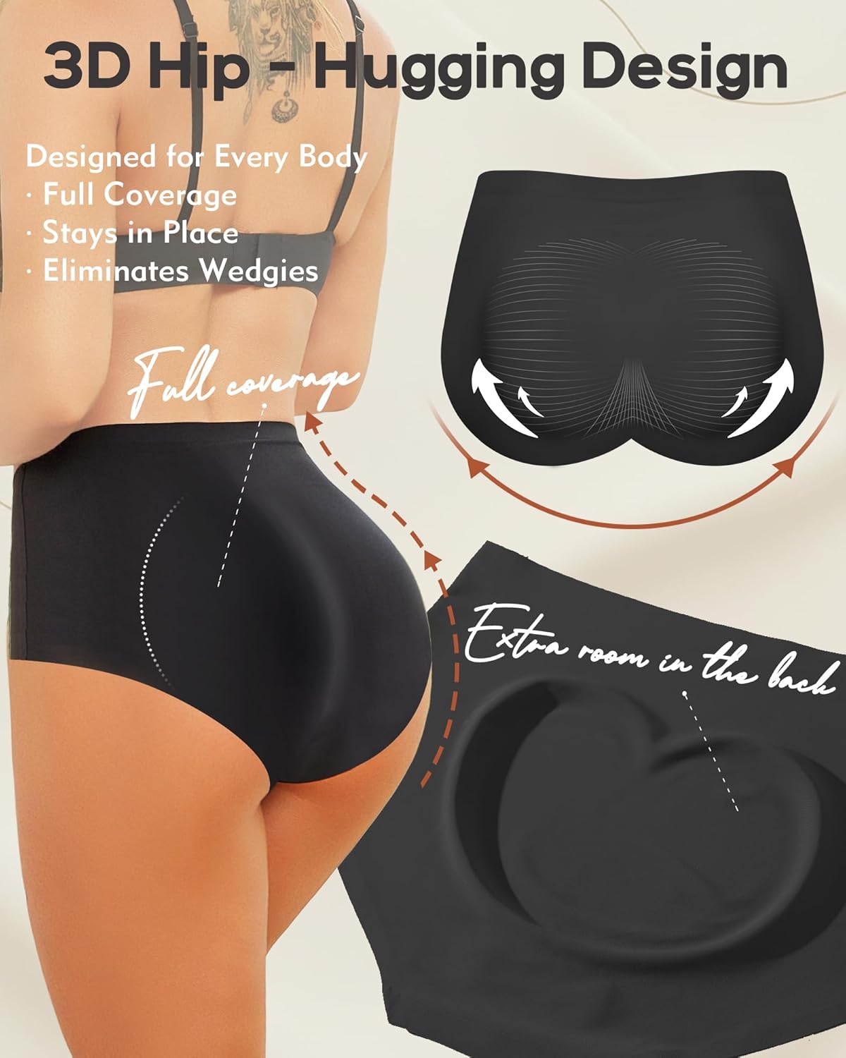 ROSYCORAL High Waisted Seamless Underwear for Women Full Coverage Hiphugger High Rise Silky No Show Briefs Panties 6 Pack - Image 4