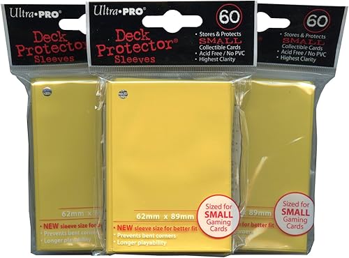 Ultra Pro Card Supplies YuGiOh - Fundas protectoras de cubierta de tamaño amarillo, 60 unidades x 3