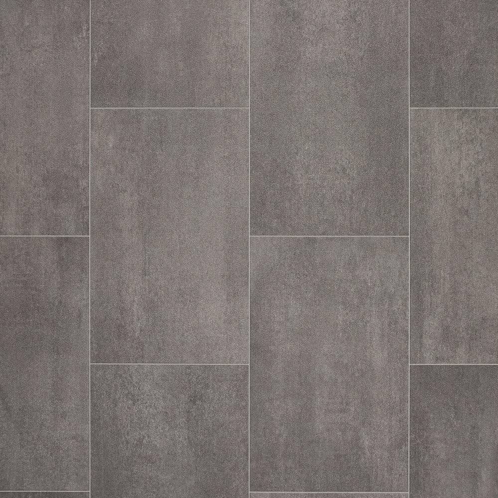 Stone & Tile Effect Vinyl Flooring 2.8mm Thick Foam Backed Lino Roll Bathroom Kitchen (Dark Grey Urban Tiles - 2m Wide x 3m Long)