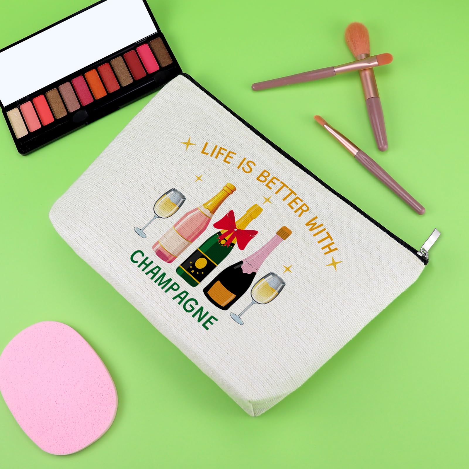 Champagne Lover Gifts Makeup Bag Wine Trip Gift for Cocktail Lover Daughter Sister Best Friend Coworker Champagne Cosmetic Bag Bachelorette Party Cocktail Club Gifts for Women Wife Zipper Pouch