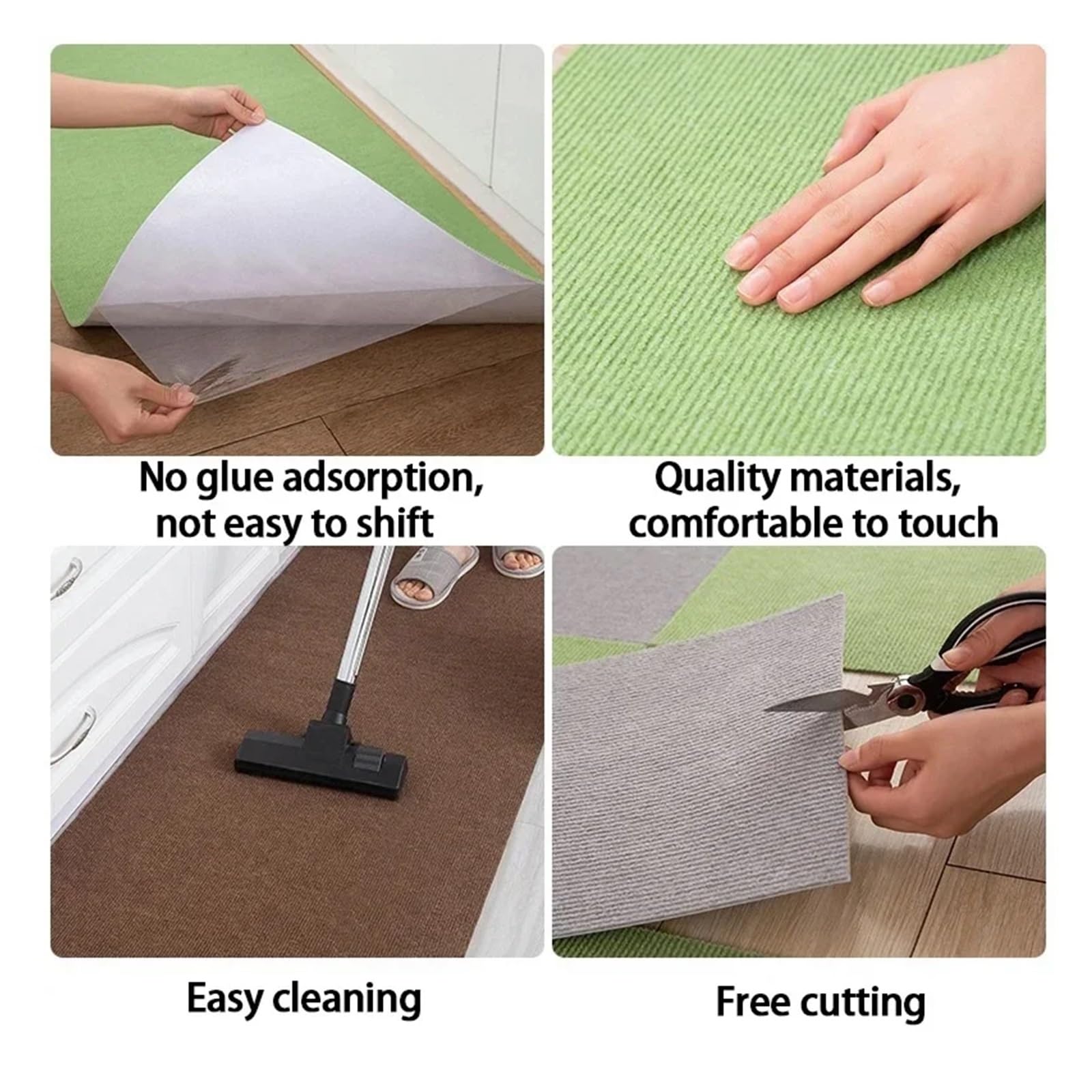 Moqueta Adhesiva Alfombra autoadhesiva for suelo, baldosas, pegatinas cuadradas, tapete despegable y pegable, ideal for cocina, comedor dormitorio(Gray and Black,40PCS)