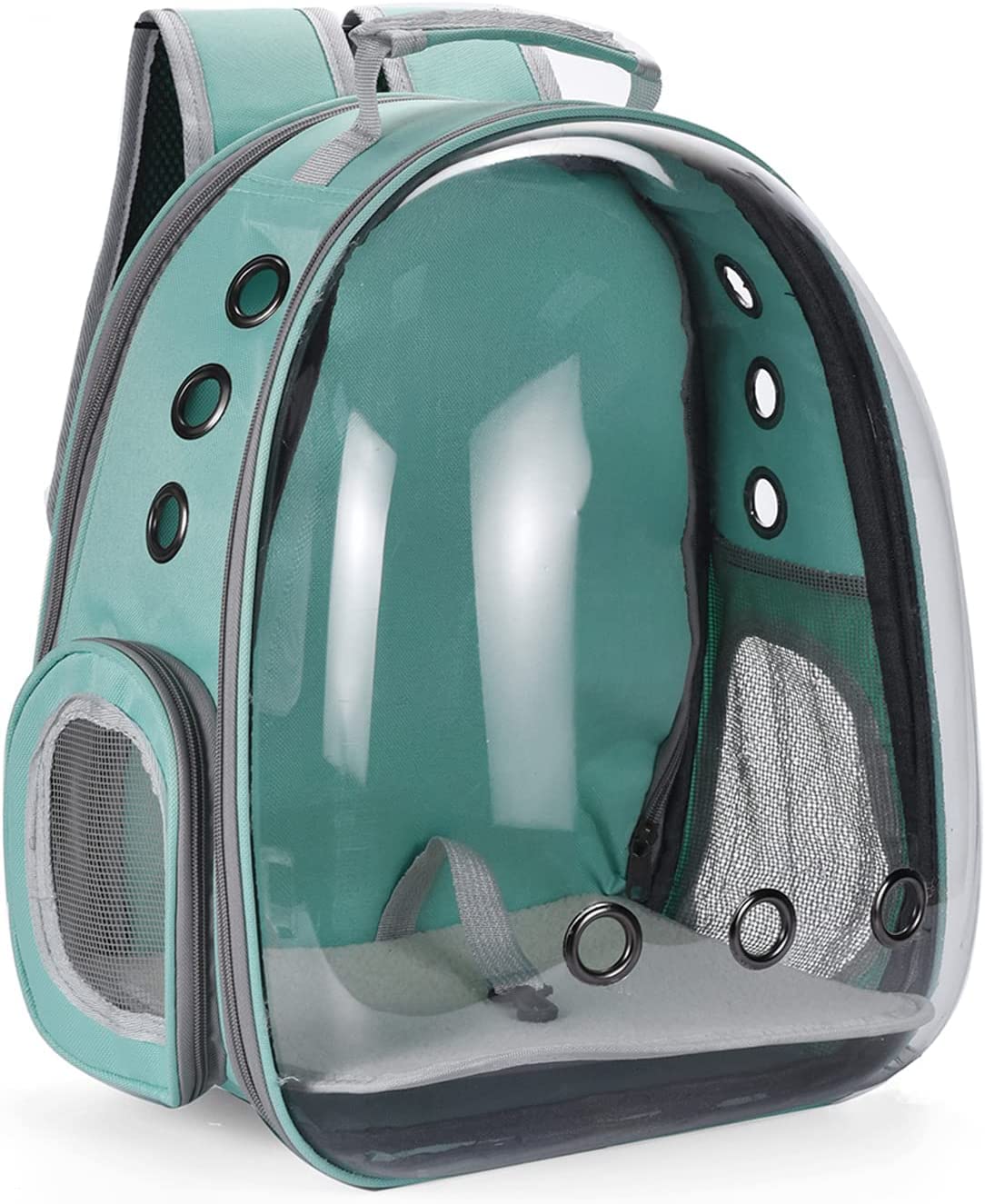 Zaino per Cani Gatti Estensibile, Zaino portatile per cani e gatti con finestra frontale trasparente e Retro espandibile, Zaino Capsula Spaziale ideale per Viaggo (Green, Behind Expand)