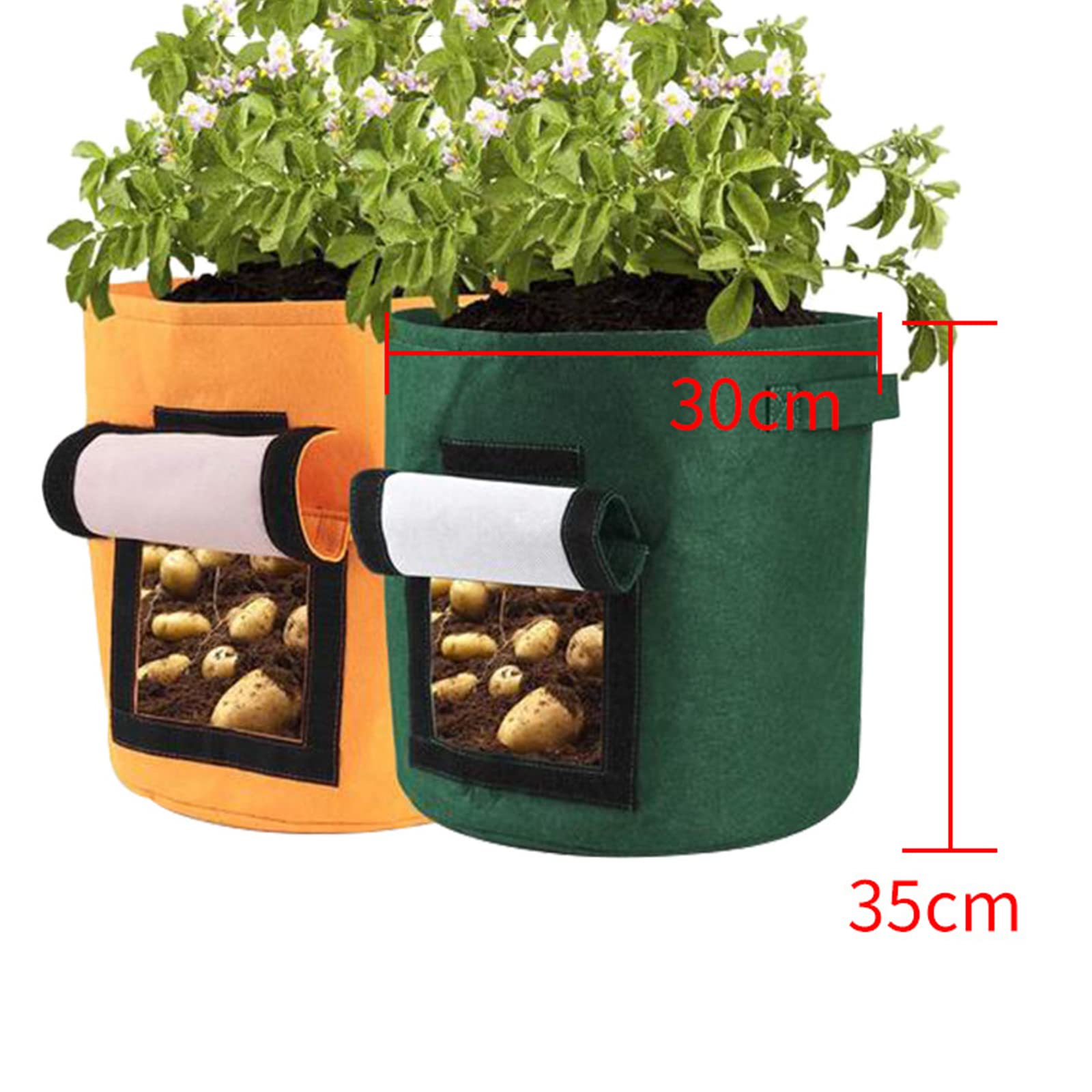 Bolsa de Cultivo de Plantas, 3 PCS Saco de Patatas Contenedor De Cultivo De Tomate con Asas, con Ventana de visión, Bolsa De Siembra De Plantas para Fresa, Flor, Frutas, 25 * 30cm