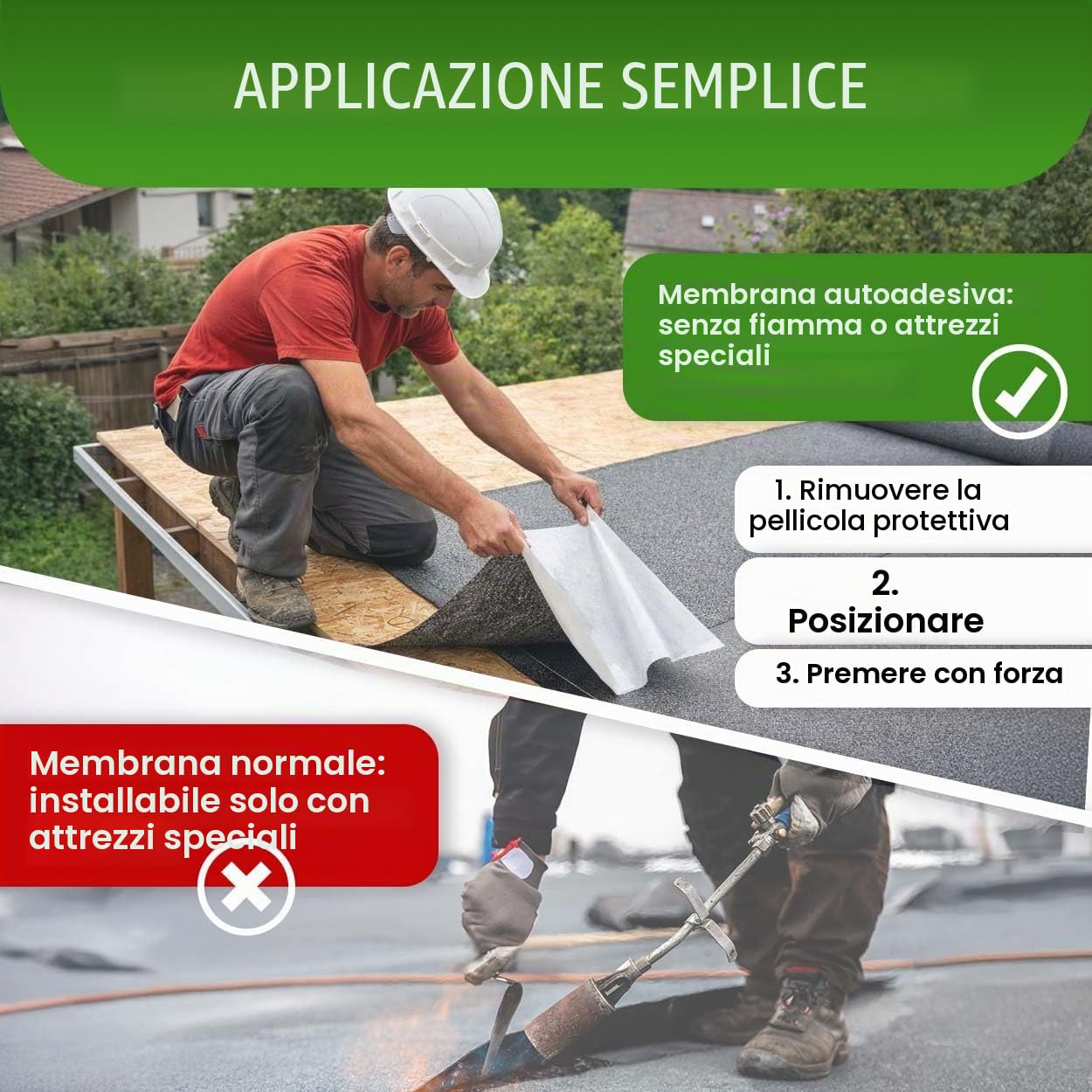 Gartenpirat Cartone catramato autoadesivo rosso 2,5 m² (0,5 x 5 m) KSK Membrana bituminosa per casette da giardino, tettoie per auto, gazebo e rimesse per attrezzi