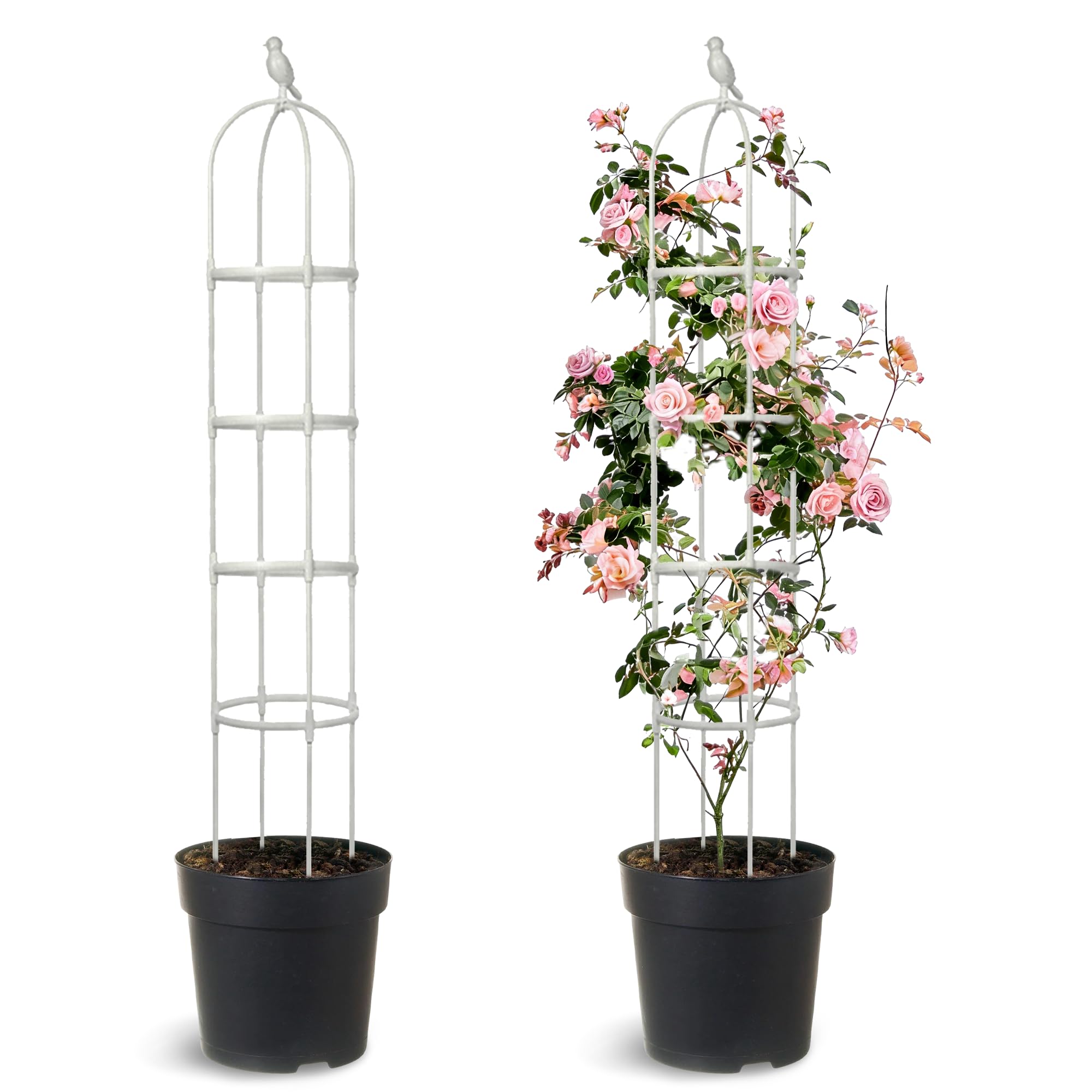 2 Pack 6FT Adjustable White Obelisk Trellis for Climbing Plants Outdoor