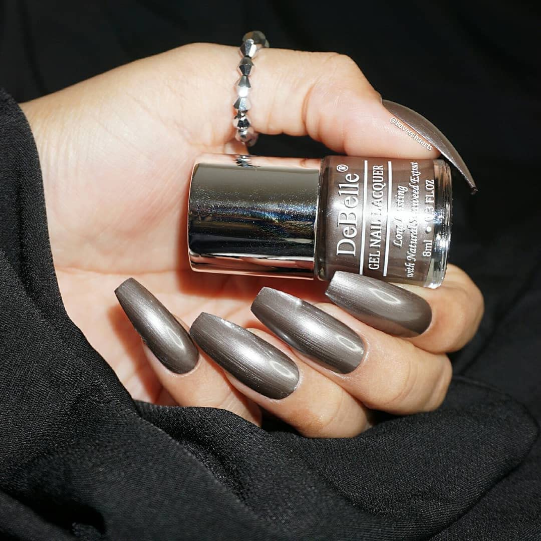 DeBelle Gel Nail Polish Combo Set Of 6 Polaris (Dark Metallic Grey), Luxe lotus (Dark Purple), Daisy Dune (Deep Taupe), Toffee Rose (Choco Brown), Rustique Copper (Rose Gold Copper), Pretty Petunia (Rust Mauve) 48 ml (8 ml Each) 2