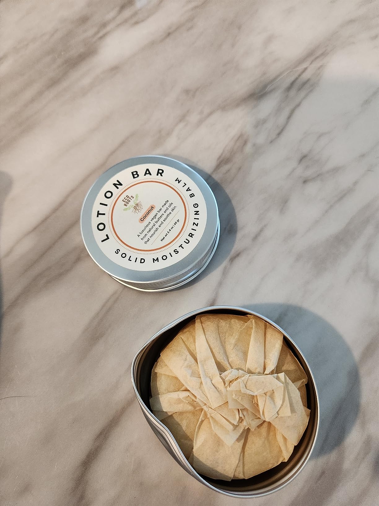 ECO ROOTS Vegan Lotion Bar with Candelilla Wax – Solid Moisturizer Balm for Dry & Sensitive Skin | Eco-Friendly, Plastic-Free & Travel-Ready | Natural, Waterless Hydration for Daily Use