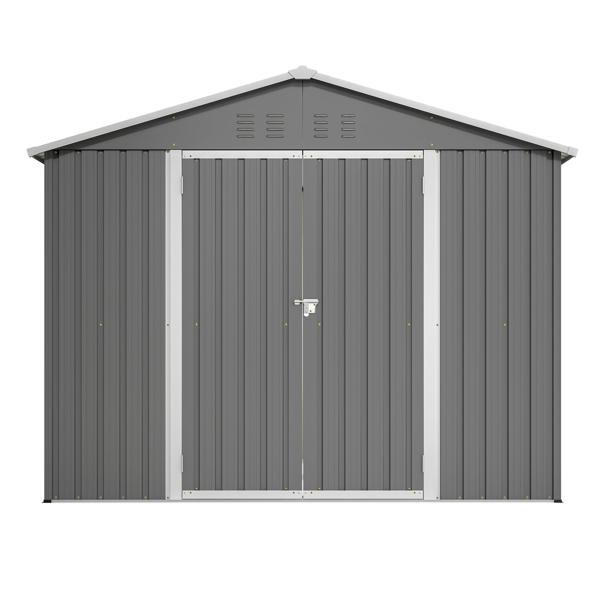 Caseta de jardín de 240 x 180 cm, resistente a la intemperie, con base de metal, sin fondo, cobertizo de jardín para terraza, jardín, herramientas y exteriores, carbón negro