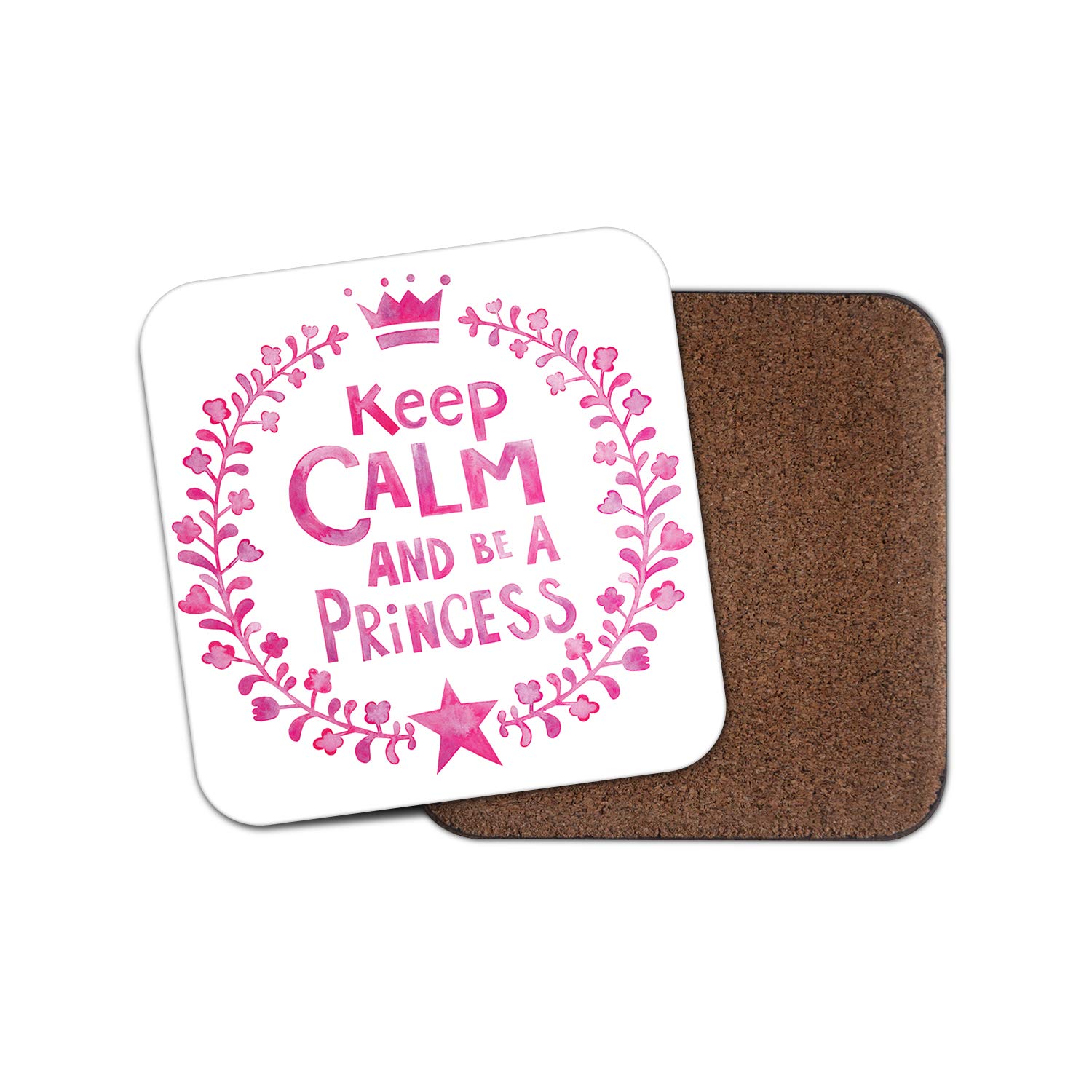 Girly Keep Calm Coaster - Be A Princess Pink Crown Girls Daughter #19118