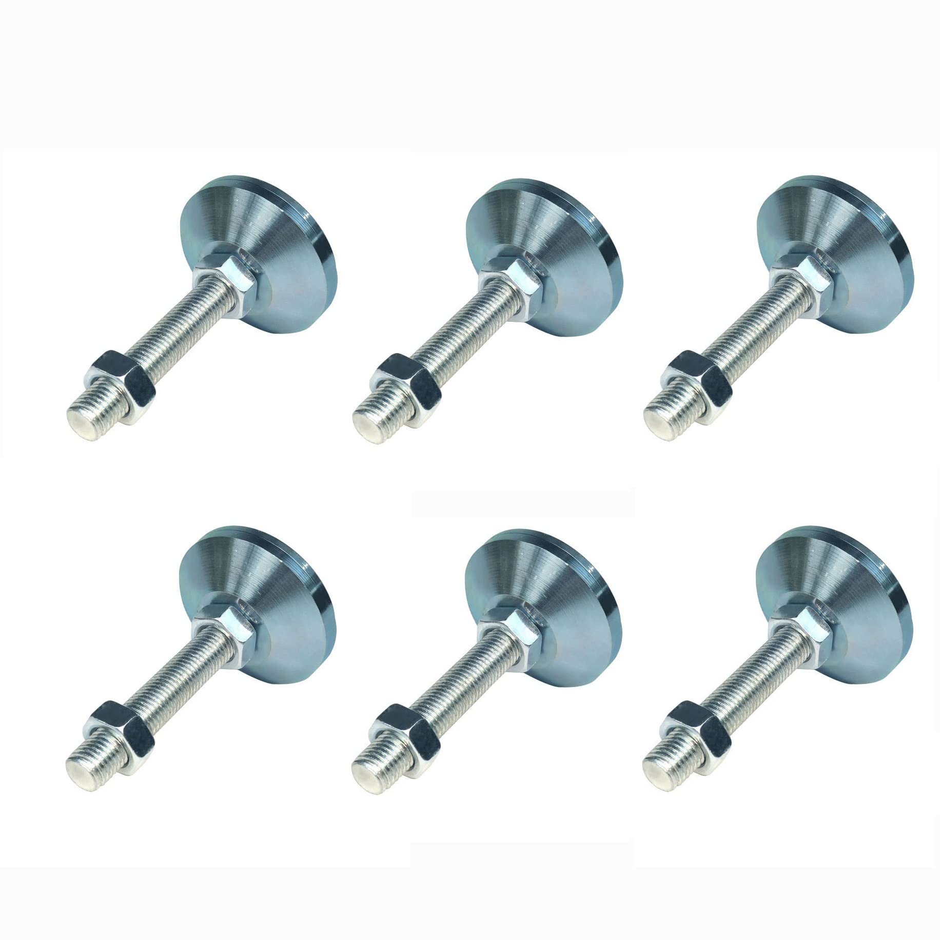 Patas de Mesa Ajustables, pies niveladores de Base de 2 Pulgadas de diámetro, niveladores roscados for Muebles Resistentes, 6 uds.(50*M12*80mm)