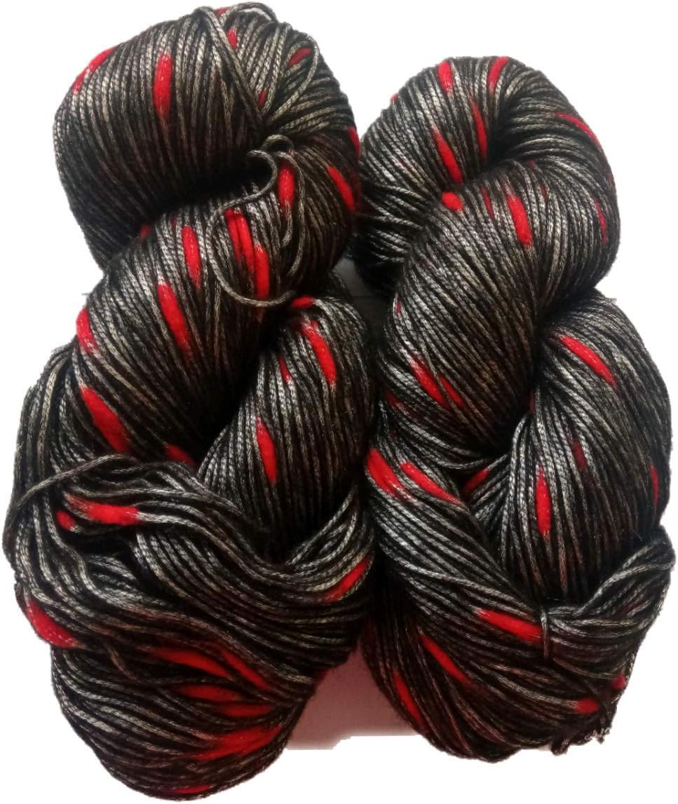 NTGS Filter Joy Knitting Yarn Wool Black red 200 gm Woolen Crochet Yarn Thread Best Used with Knitting Needles Crochet neeedles ganga Wool Yarn for Knitting Best Woolen Thread
