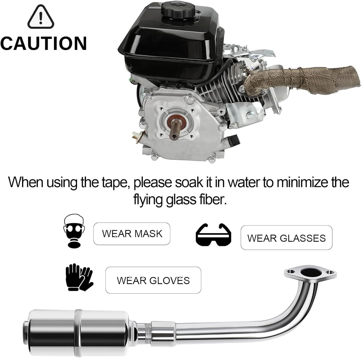 SOFO Predator 212 Exhaust Header Pipe Muffler Kit - for Honda 196cc 224cc 200cc GX160 GX200 6.5HP Engine,Coleman CT200u BT200X KT196,Baja MB200 GX160 GX200 Go Kart Mini Bike Performance Parts Chrome