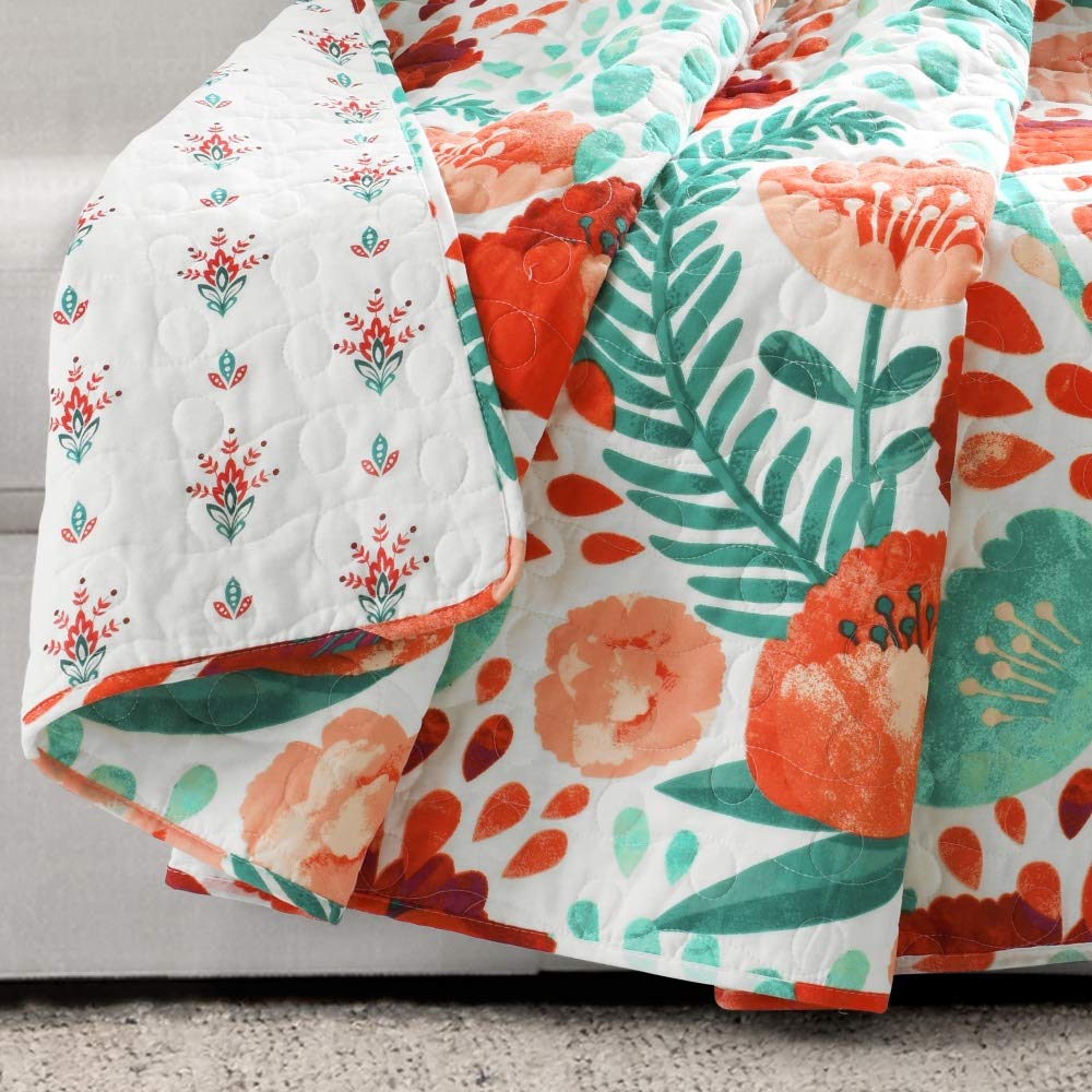 Lush Decor Mohnblumen Überwurf | 127x152 Cm | Wendbar Aus 100% Baumwolle