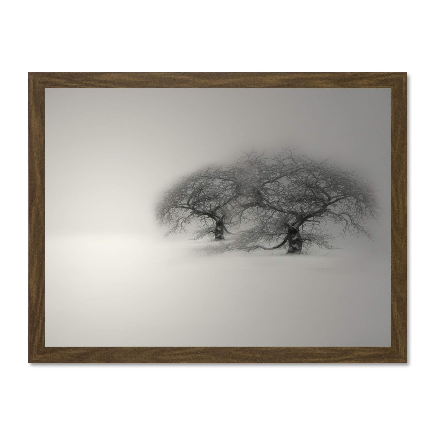 Wee Blue Coo Mp Composition Winter Scene Trees Snow Cold Frozen Frost Art Large Framed Art Print Poster Wall Decor 18x24 inch