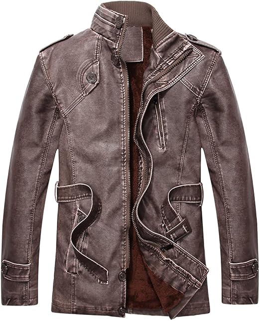 ELEPHANT DANCING Men’s Casual Thin Faux Leather Windbreaker Jackets