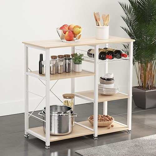 SogesPower Estante de almacenamiento de 3 niveles para cocina, soporte para microondas, organizador de almacenamiento de utilidad, estante de