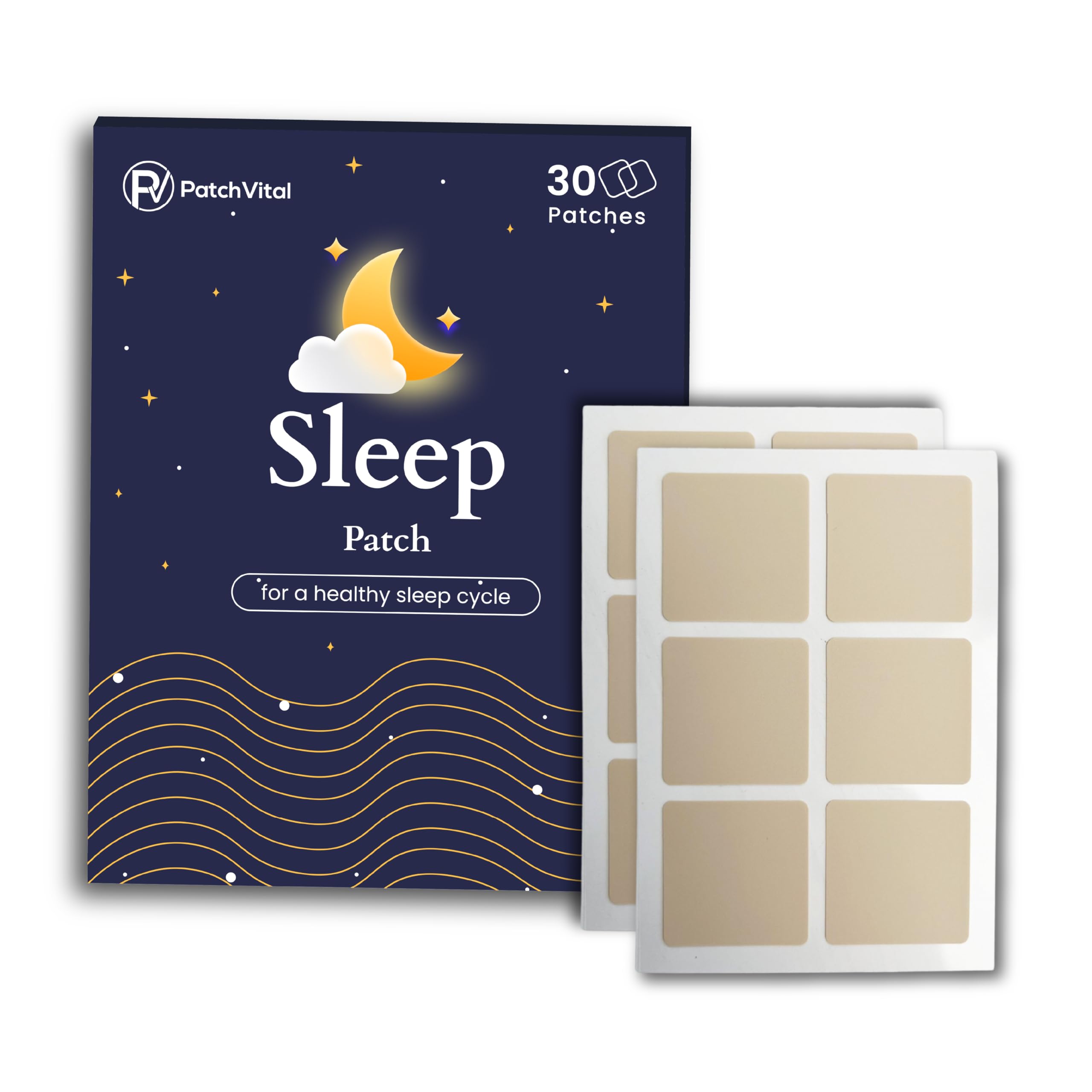 Vital Sleep Patches (30 Count) - Natural Sleep Aid with Melatonin, Magnesium, and Valerian Root - Plant-Based, Water-Resistant for Restful Nights and Relaxation