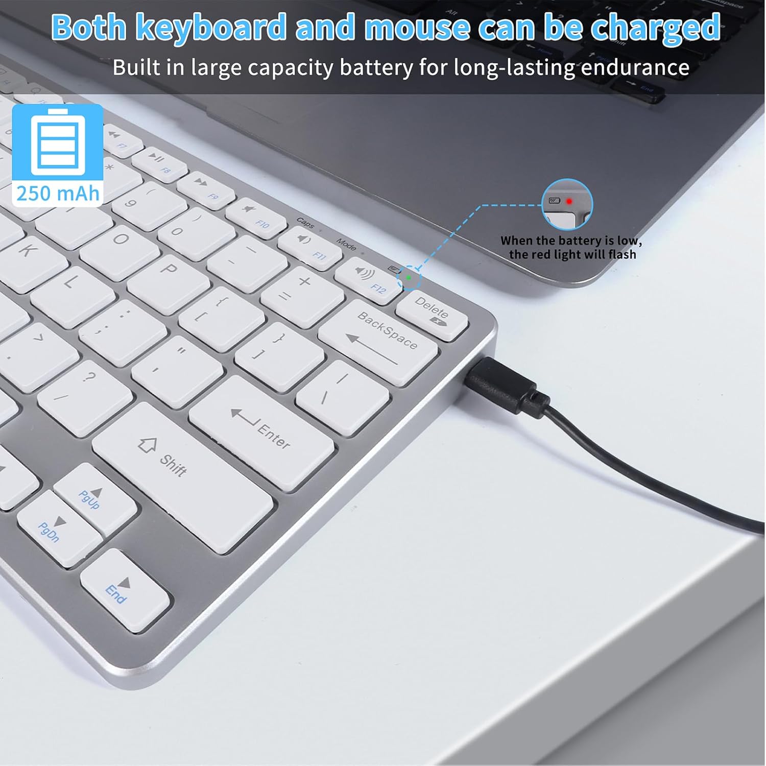 Wireless Bluetooth Keyboard and Mouse Combo – Rechargeable, Quiet Operation, 3-Device Switching – Perfect for Home Office, Gaming, and Travel,Compatible with Windows, Mac, Android (Rose Gold)