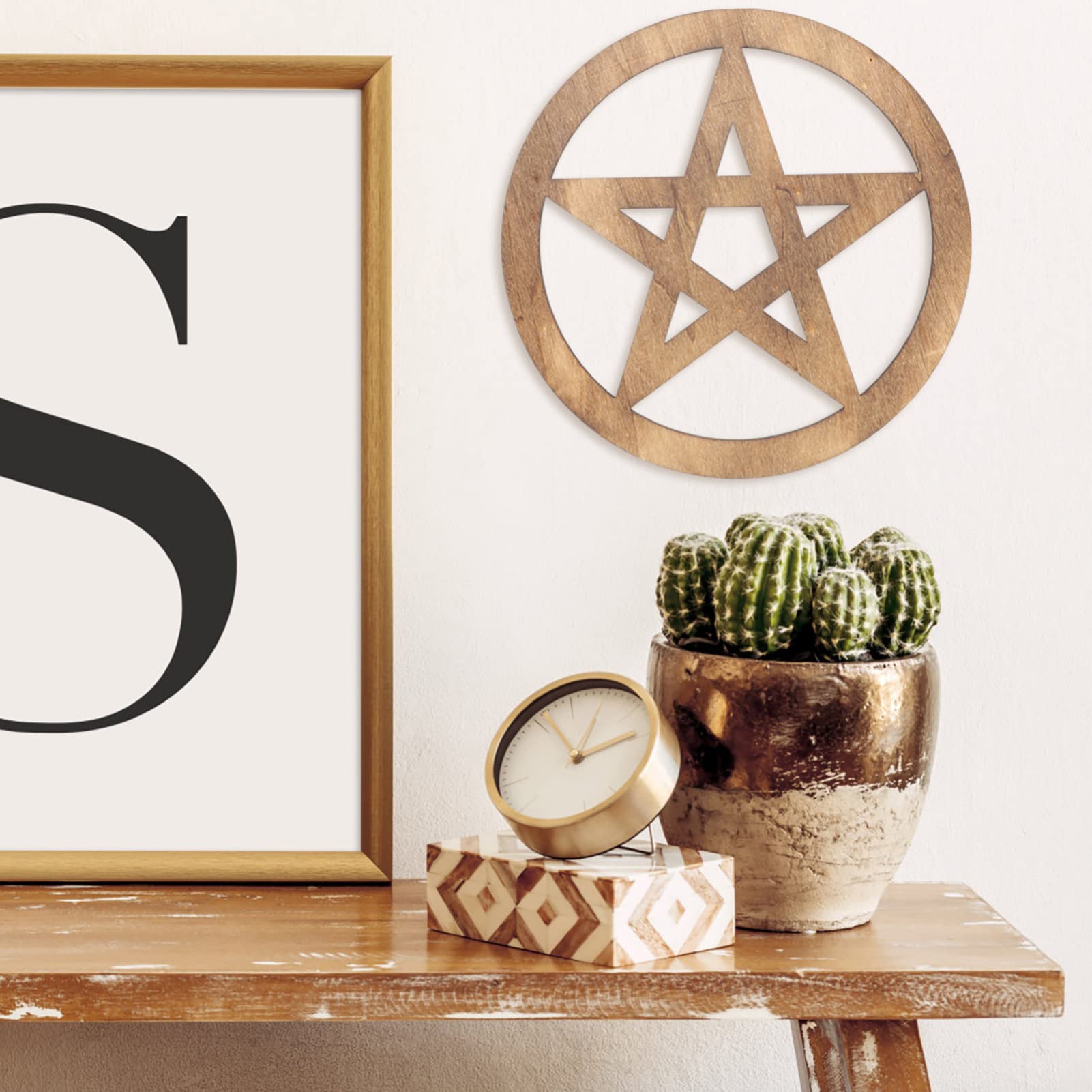 itrimaka Vassoio 'Altare delle Streghe,Portacandele pentacolo | Portacandele pentacolo in Legno con Design Pentagramma per tarocchi Wiccan, Matrimonio