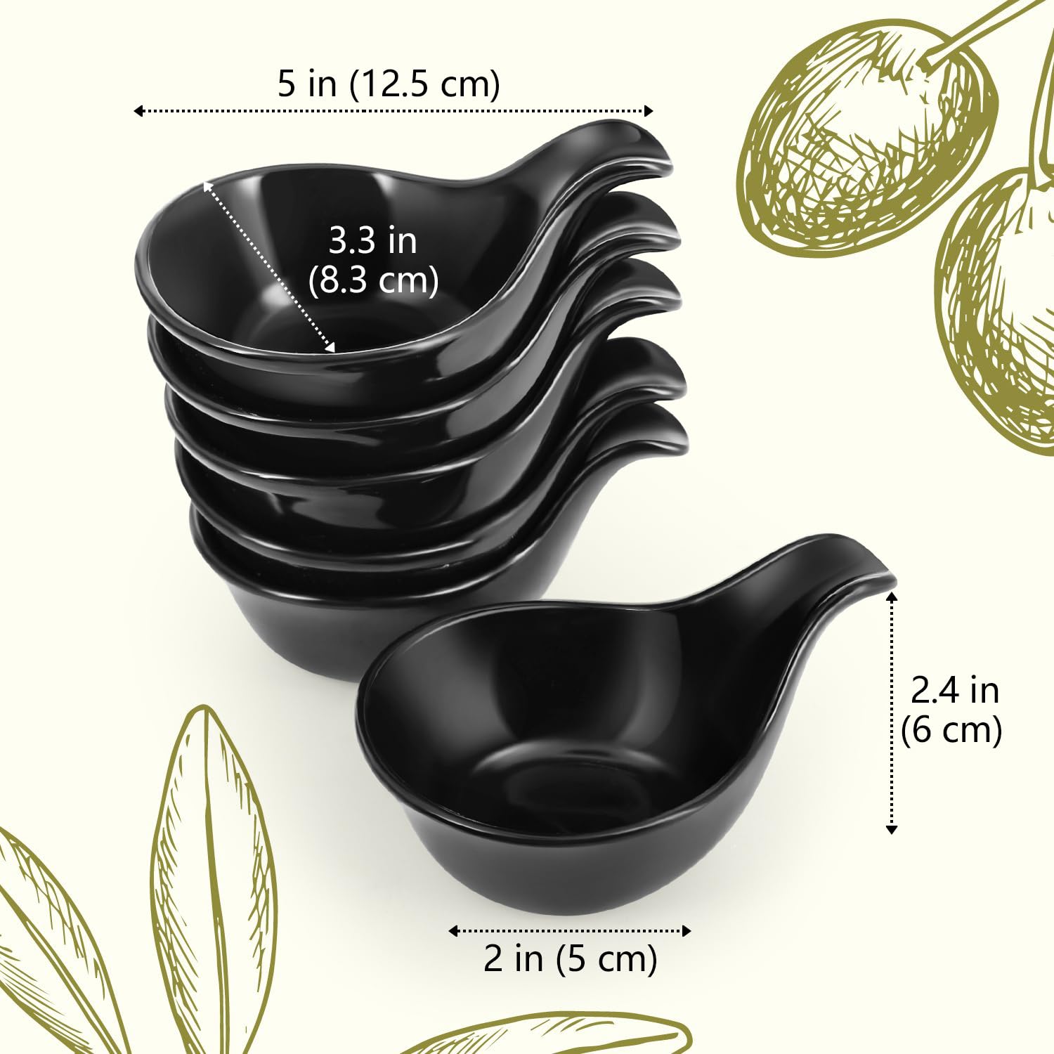 Flexzion Ceramic Dipping Bowls, Small Bowls for Dipping with Handle Condiment Cups Soy Sauce Dish, Porcelain Ramekins - Image 4