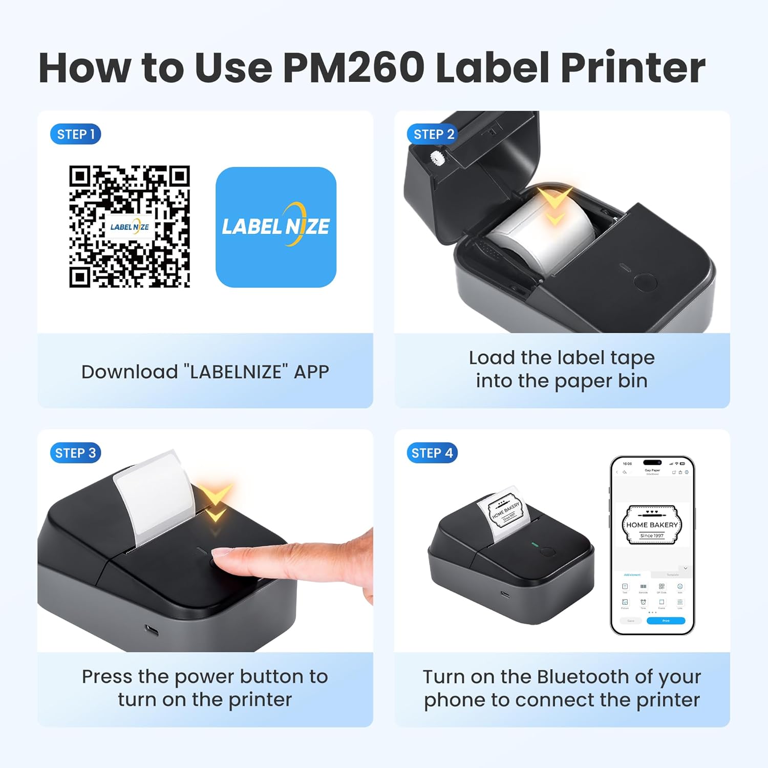 Label Maker Machine with Tape, 2 Inch Bluetooth Thermal Label Printer, Inkless Portable Sticker Printer with Multiple
