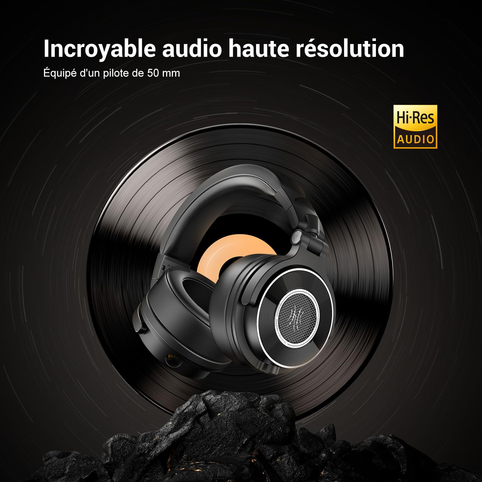 OneOdio Monitor 60 Casque Audio Flaire Professionnel DJ Studio, Hi-Res Audio Casque avec Axe pivotant à 180° et Oreillettes, 3 Prise Jacks avec Micro, Idéal pour Enregistrement, Mixing, Créateurs