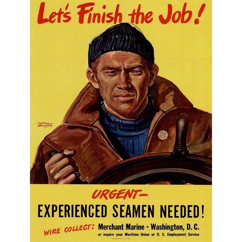 Wee Blue Coo War Wwii USA Merchant Seamen Sailor Marine Urgent Art Print Poster Wall Decor 12X16 Inch