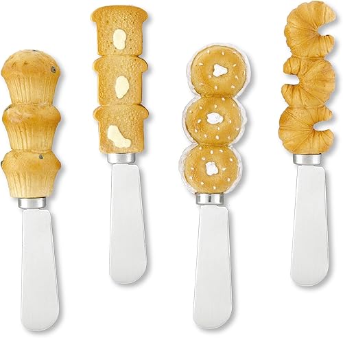 Supreme Housewares Cuchillos esparcidores de queso y mantequilla, mango de resina pintado a mano con hoja de acero inoxidable, juego de esparcidor