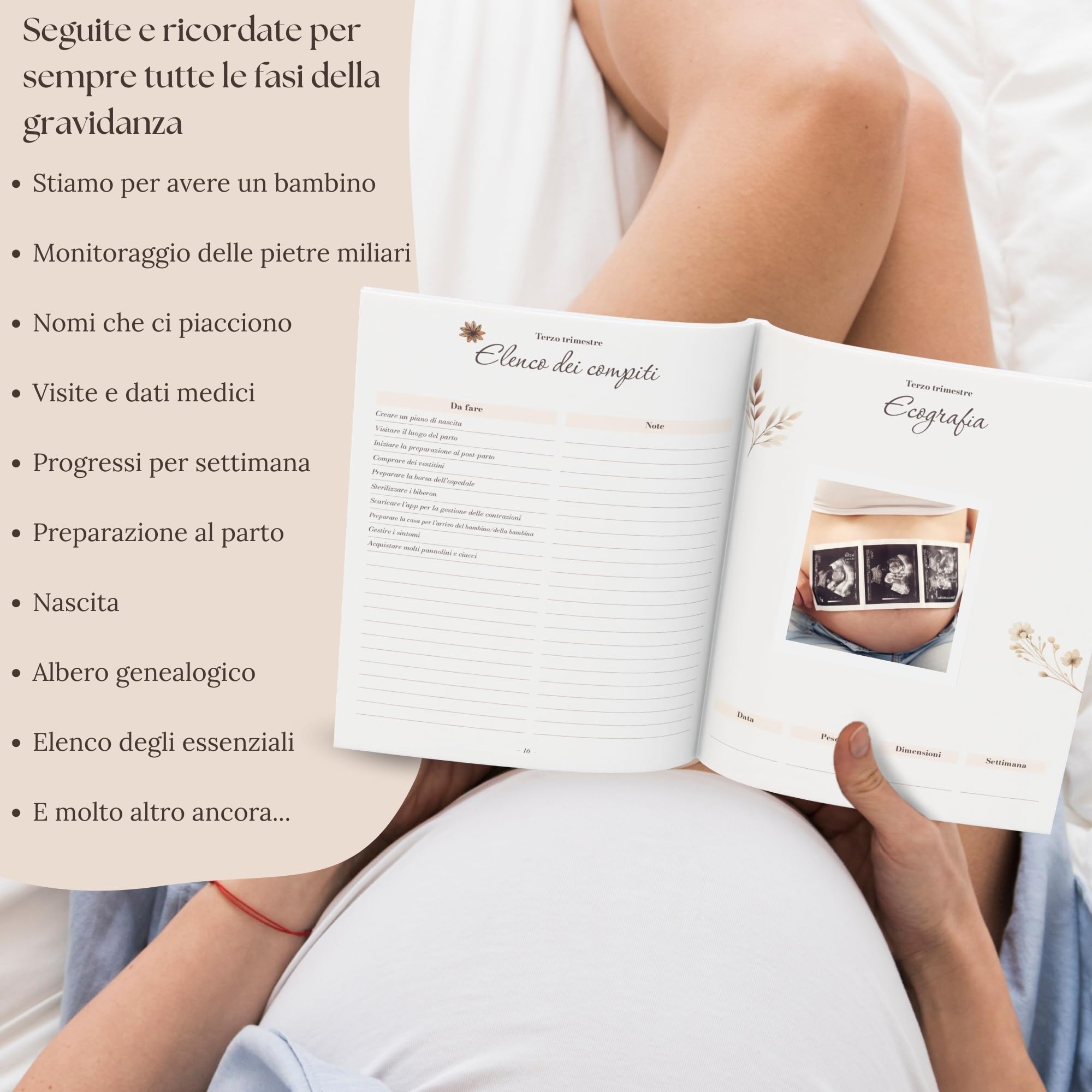 HuBorns - Diario della Gravidanza per Immortalare Ogni Momento Settimanalmente. Diario Gravidanza per Mamma con Spazio per Foto, Ecografie e per Organizzare il Parto