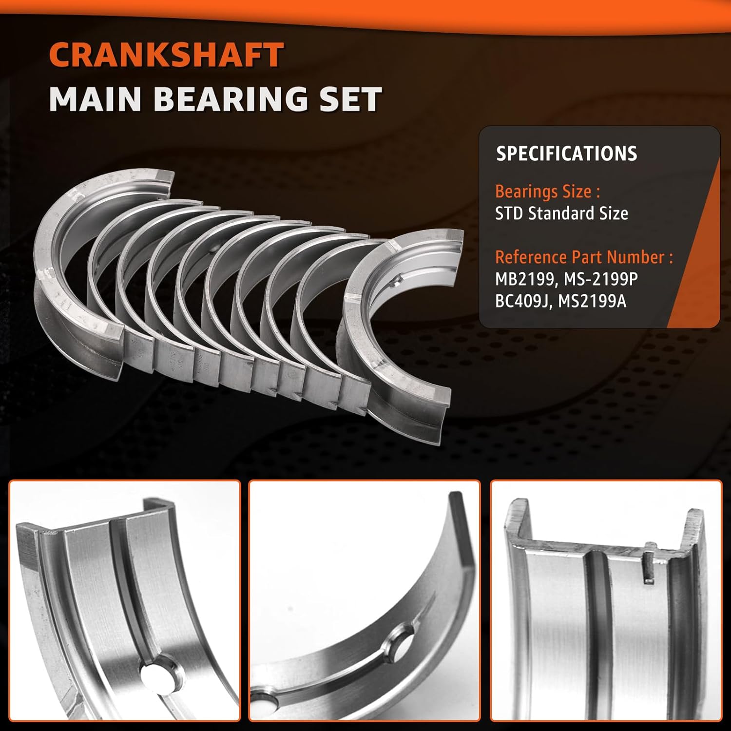 STD Main & Rod Bearing w/Piston Rings Fit for Chevy GM LS Gen III IV 4.8L 5.3L - LM7 LR4 L59 LS4 LY2 L20 LY5 LMG LMF LH6 LC9 L33 V8 1999-2016 Engine Replace# 2M4978 MS2199 BB253J CB663 41859CP