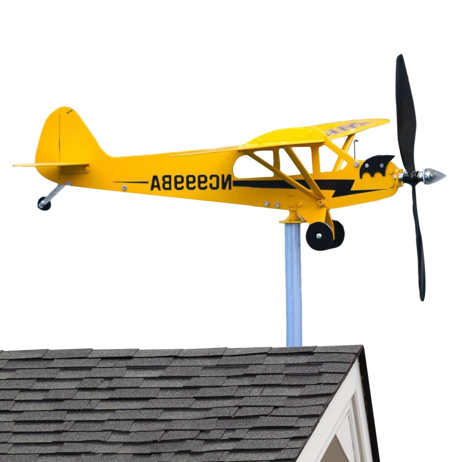 Girouette de jardin avion en métal pour décoration de toit et extérieur