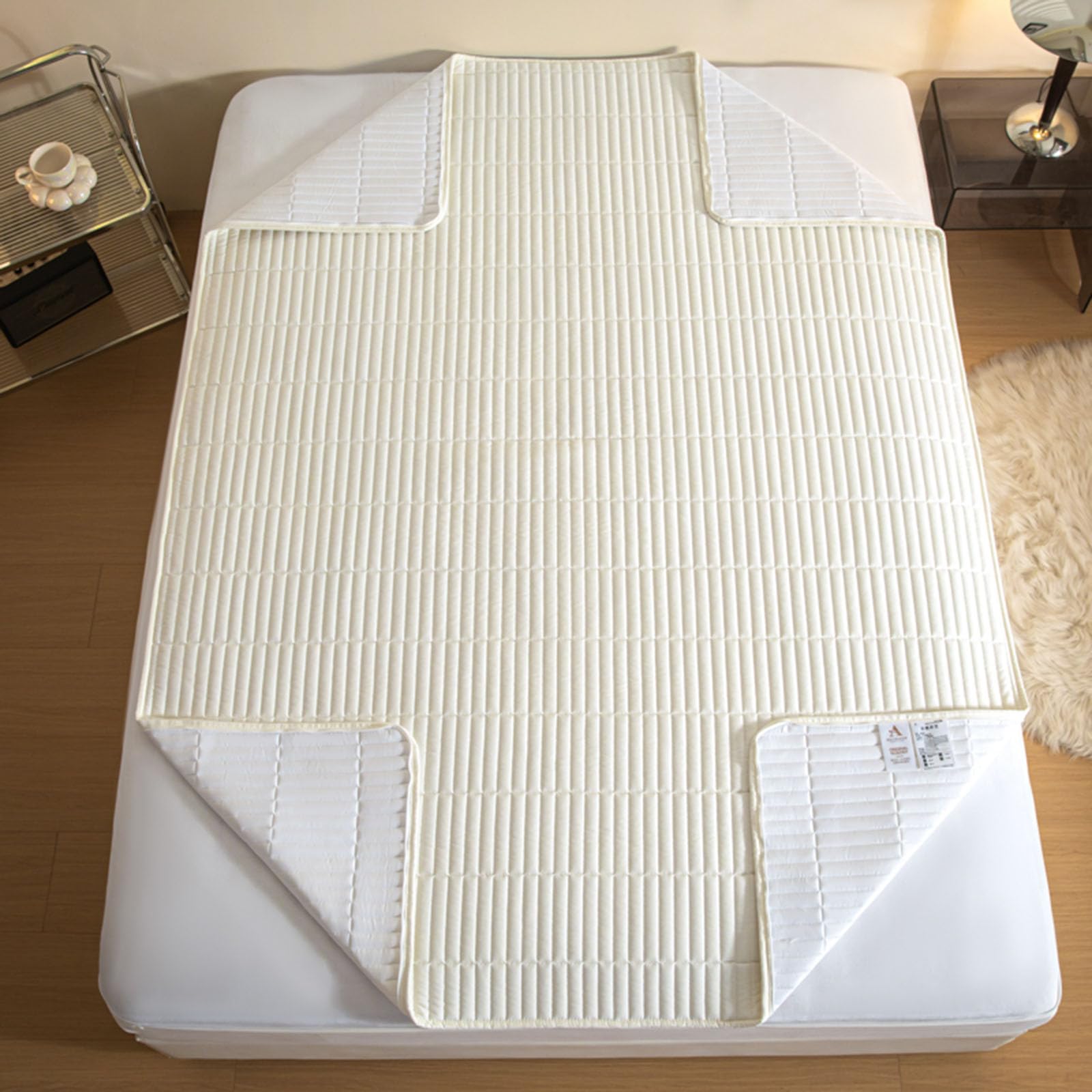 Coprimaterasso trapuntato, traspirante, personalizzabile, tutto incluso, lavabile, protezione a 360°, per letto singolo, matrimoniale, king size (bianco, 160 x 190 + 22 cm)