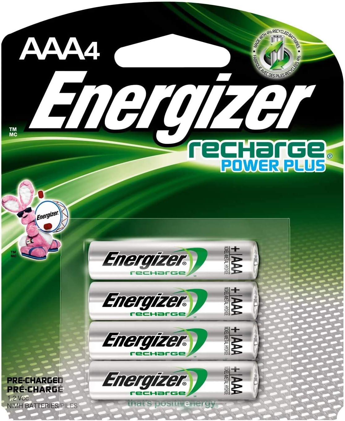 EnergizerProducts-Energizer-e NiMH Rechargeable Batteries, AAA, 4 Batteries/Pack
