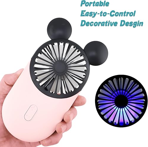 Miniatura 2 de Mini ventilador personal de Mickey, ventilador recargable USB de mano y portátil con 3 velocidades ajustables, perfecto para actividades en