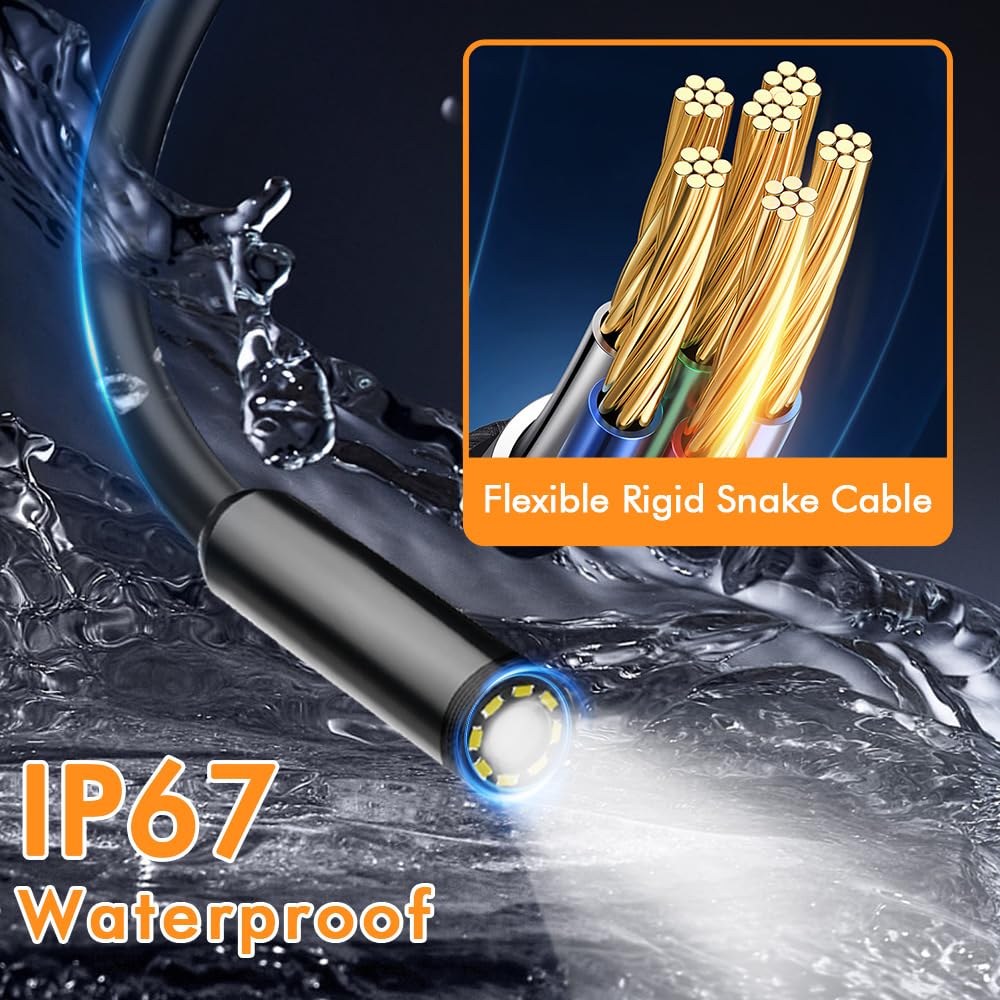 10 m endoscoopcamera met licht, borescoop, geen wifi nodig, 1080p HD-scherm, inspectiecamera, IP67 waterdicht, flexibele endoscoopcamera, industriële endoscoop, buiscamera, kanaalcamera