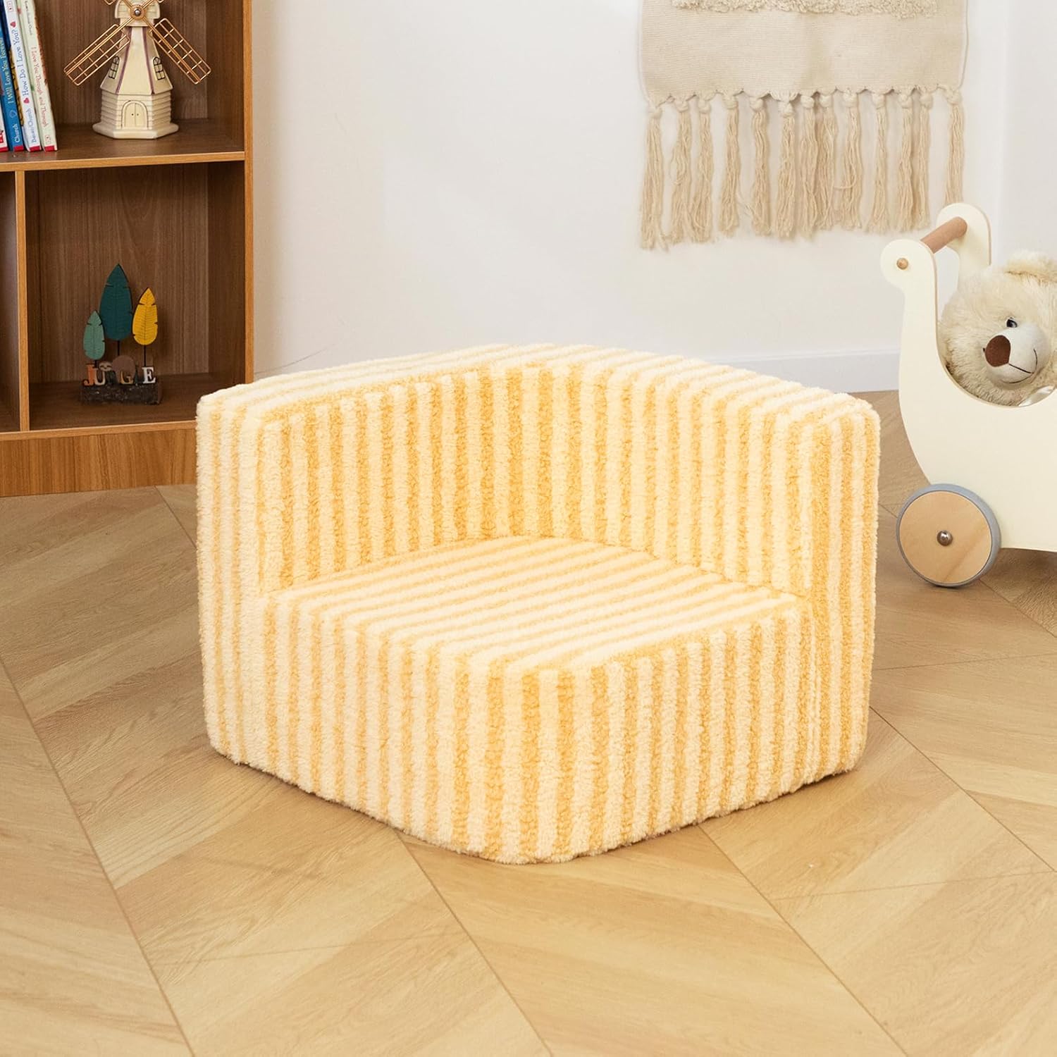 ALIMORDEN Cheese Modular Kids Couch, Kids Sofa Cuddly Reading Couch for Boys and Girls, Yellow