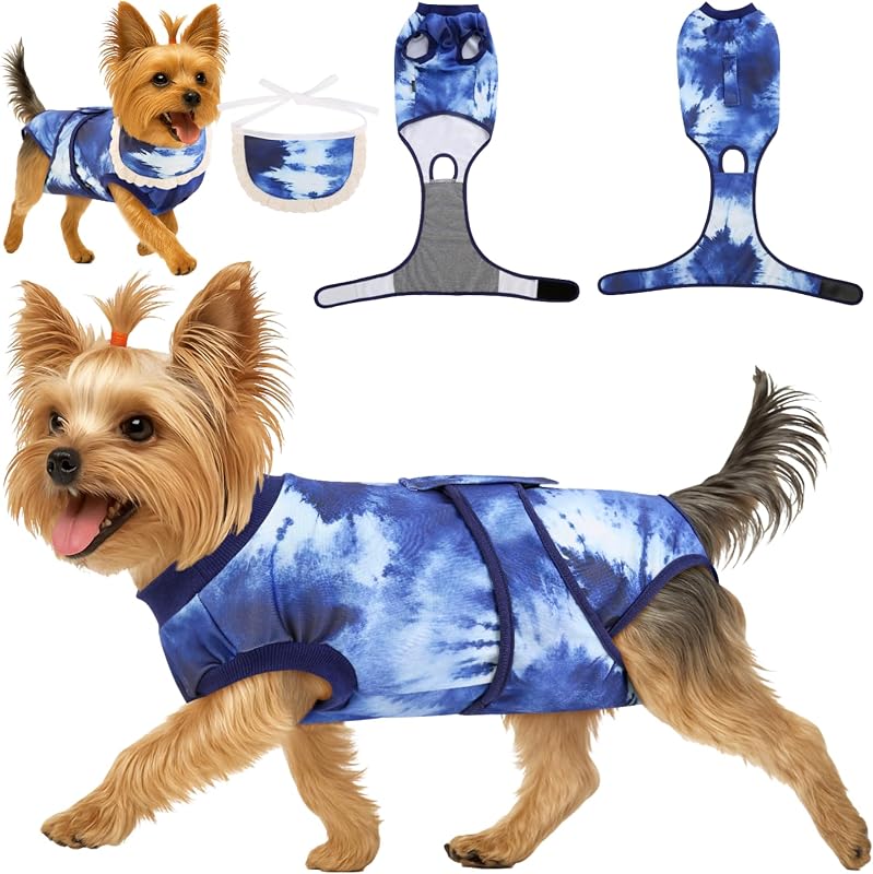 Roupa Pós-Cirúrgica para Cães com Bandana, Tecido Elástico e Fechamento Ajustável YibooAura, XS