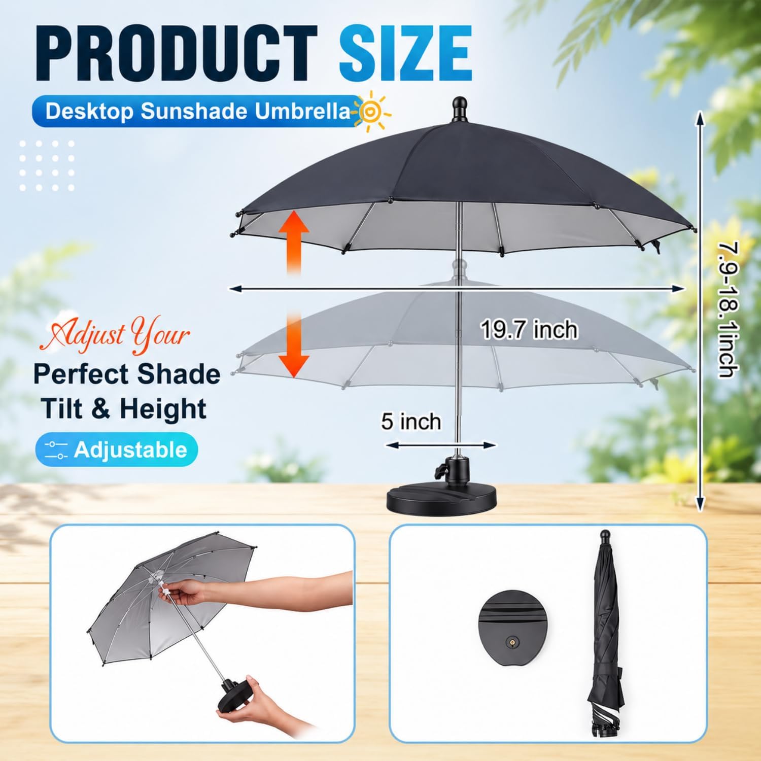 Novabright Mini Drink Umbrella with Base, Small Umbrella